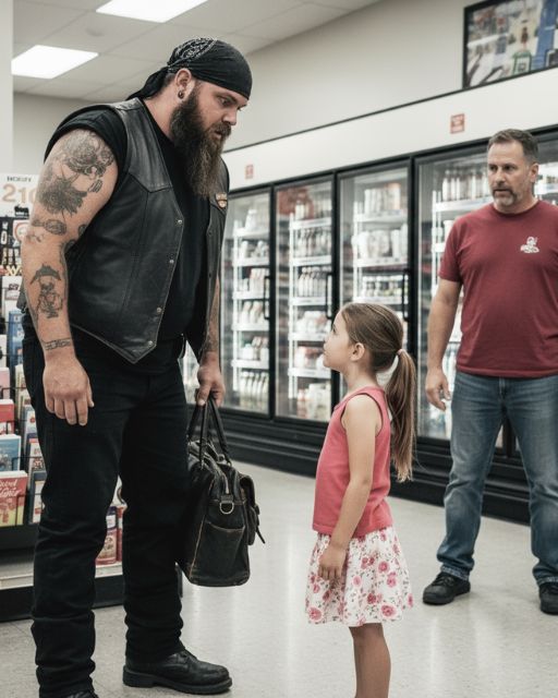 The Mute Six-Year-Old Girl Ran Straight Into The Giant Biker’s Arms At Walmart