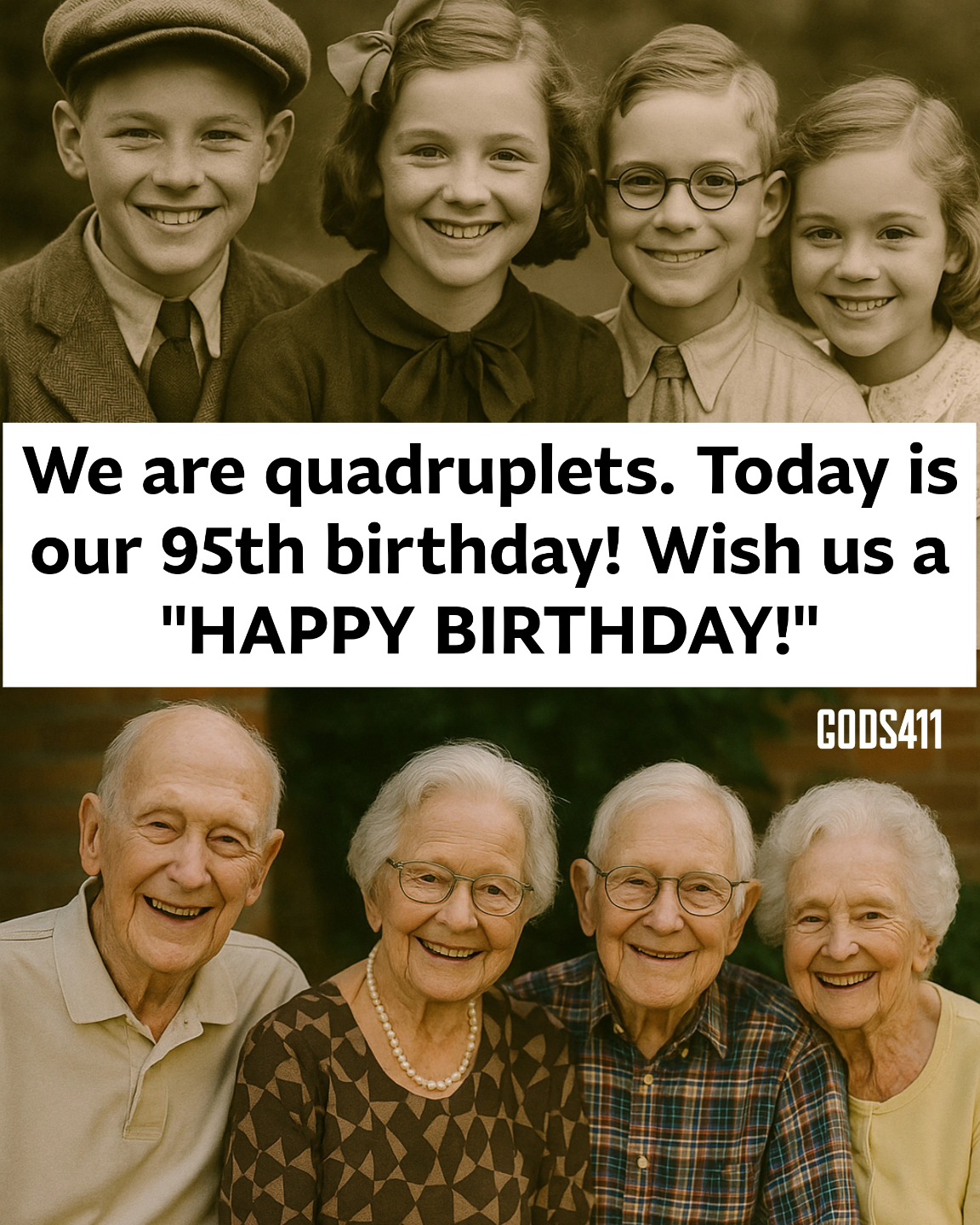 Four Times the Joy: Quadruplets Celebrate Unforgettable 95th Birthday!