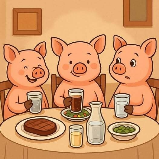 Three Little Pigs went out to dinner one night!