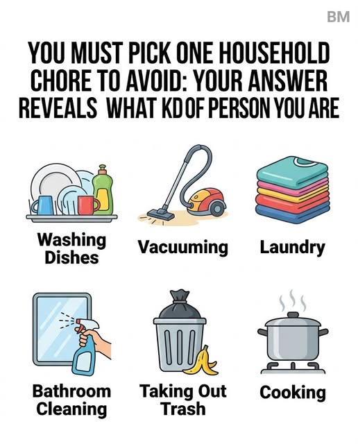 Pick One Household Chore to Avoid — What Your Choice Reveals About You