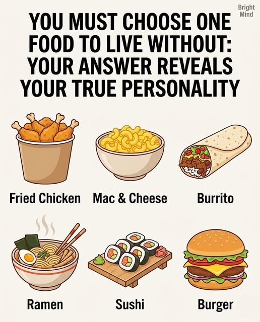 Choose One Food to Give Up Possitive or Negative — What Your Choice Reveals About Your Personality 1